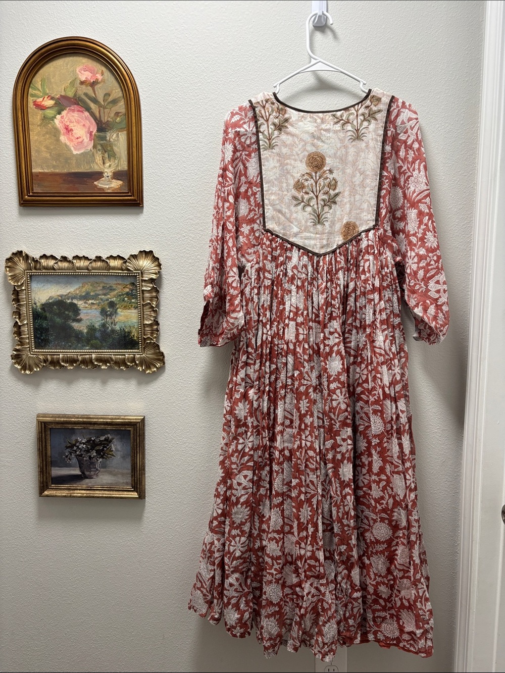 Daughters of India Rust and Cream Floral Maxi Dress - Picture 4 of 5
